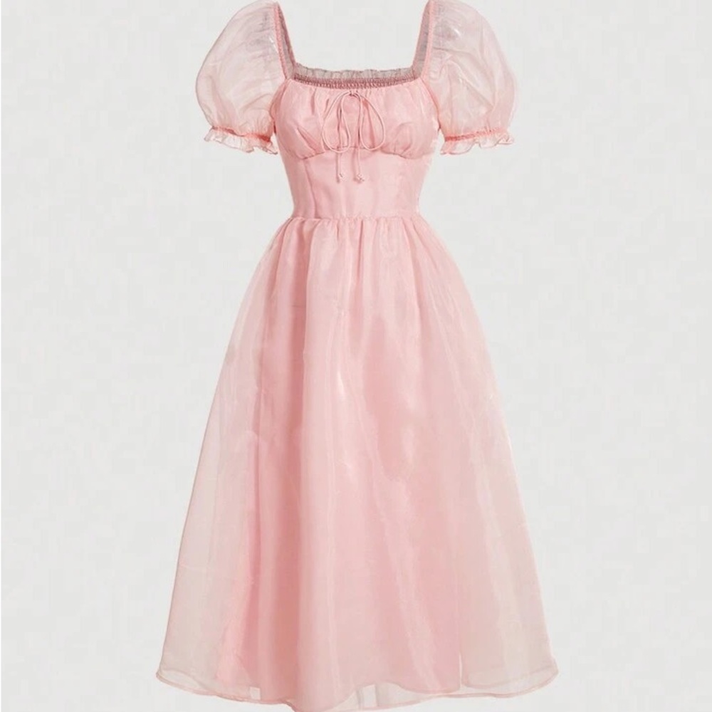 Glinda pink puffy sleeve dress